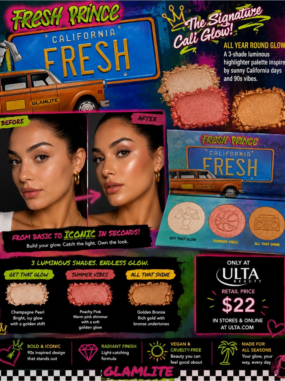 GLAMLITE Fresh Prince California Highlighter NIB - Picture 2 of 2